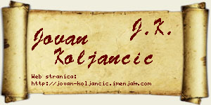 Jovan Koljančić vizit kartica